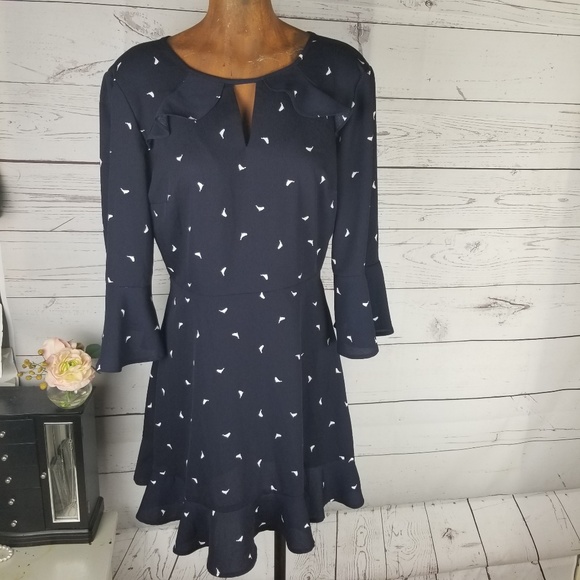 Xhiliaration Dresses & Skirts - ⚡Xhiliaration Ruffle Bird Print Blue Dress Medium